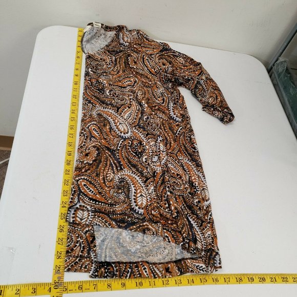 Sigrid Olsen Womens Blue Yellow Paisley Tunic Top Size XL Long Sleeve V Neck - Picture 7 of 8